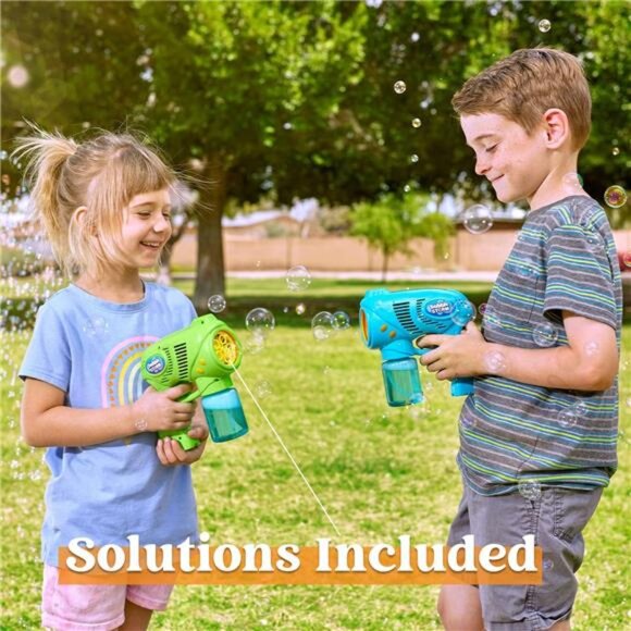 2 Kids Bubble Gun with 2 Bottles Bubble Refill Solution, Bubble Guns Kids 4-8, - Picture 4 of 8